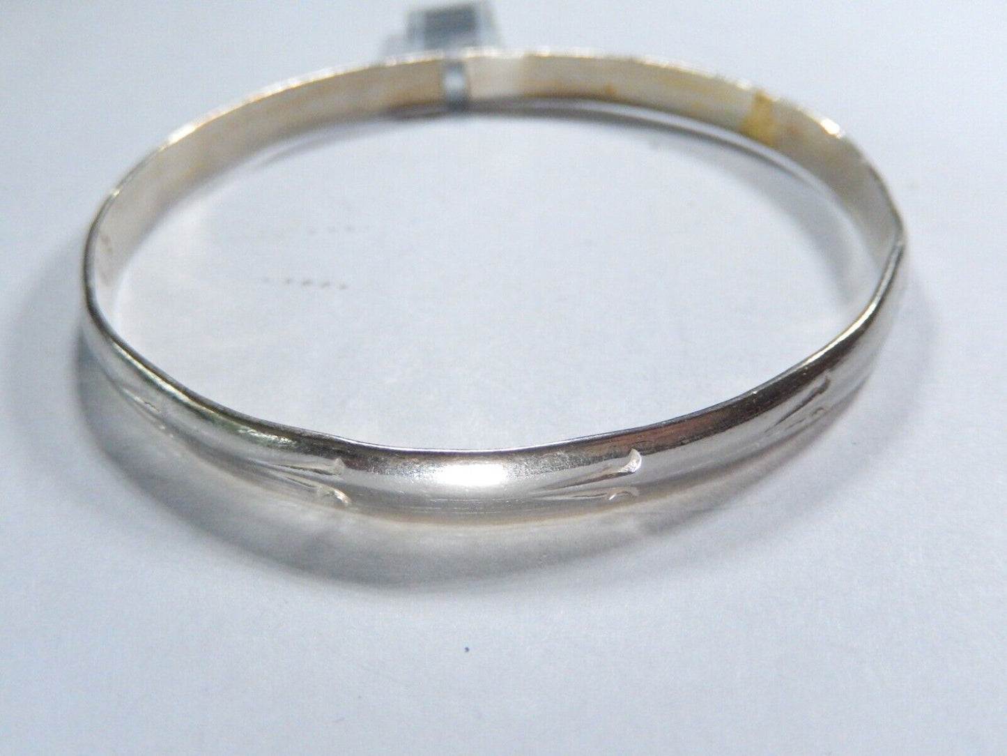 *VINTAGE* VERY OLD   Sterling Silver Echo En Mexico Hand Tooled Bangle Bracelet