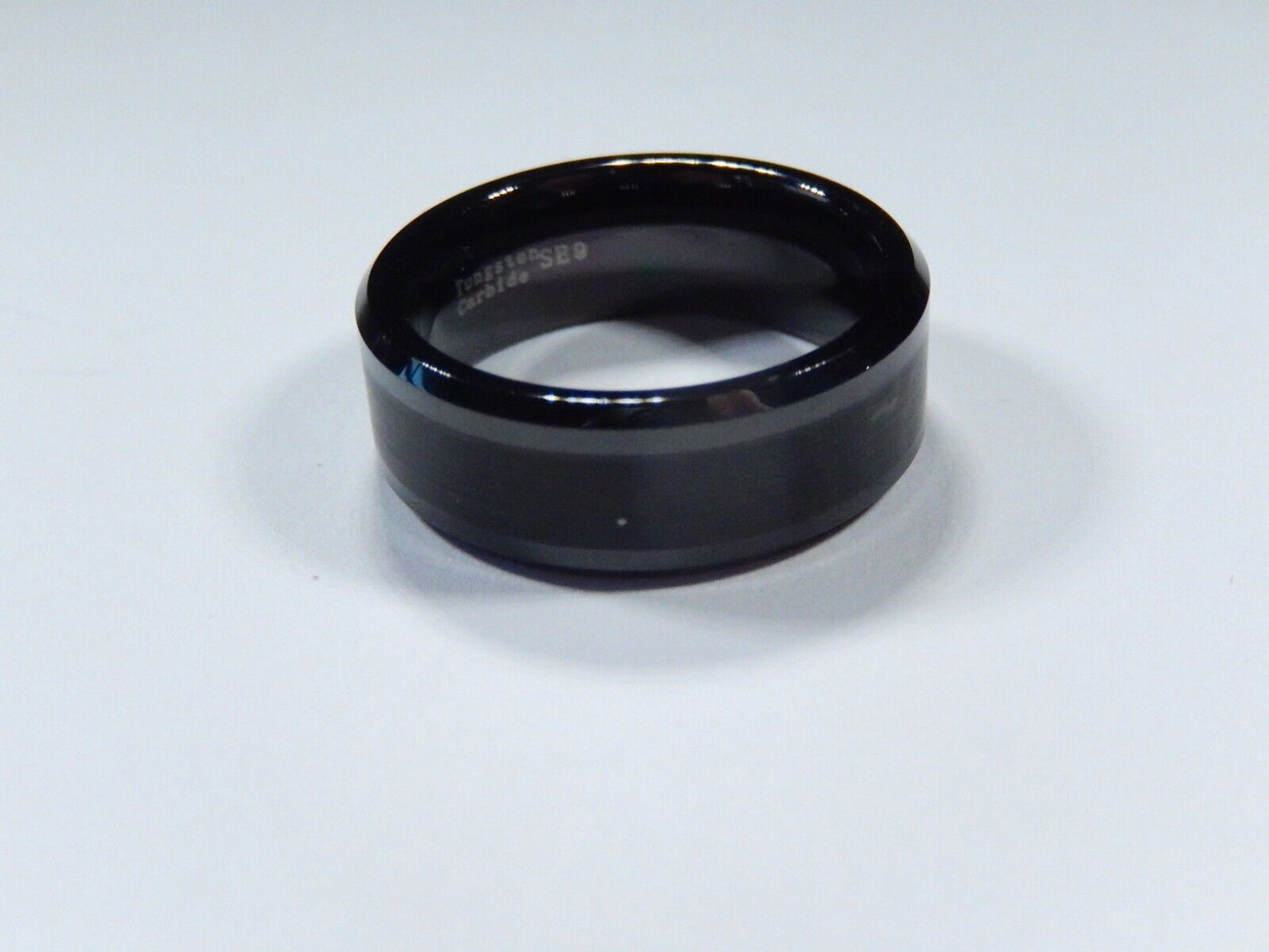 *NEW* 8mm Tungsten Carbide Black Brushed Comfort Fit Wedding Band Sz 15