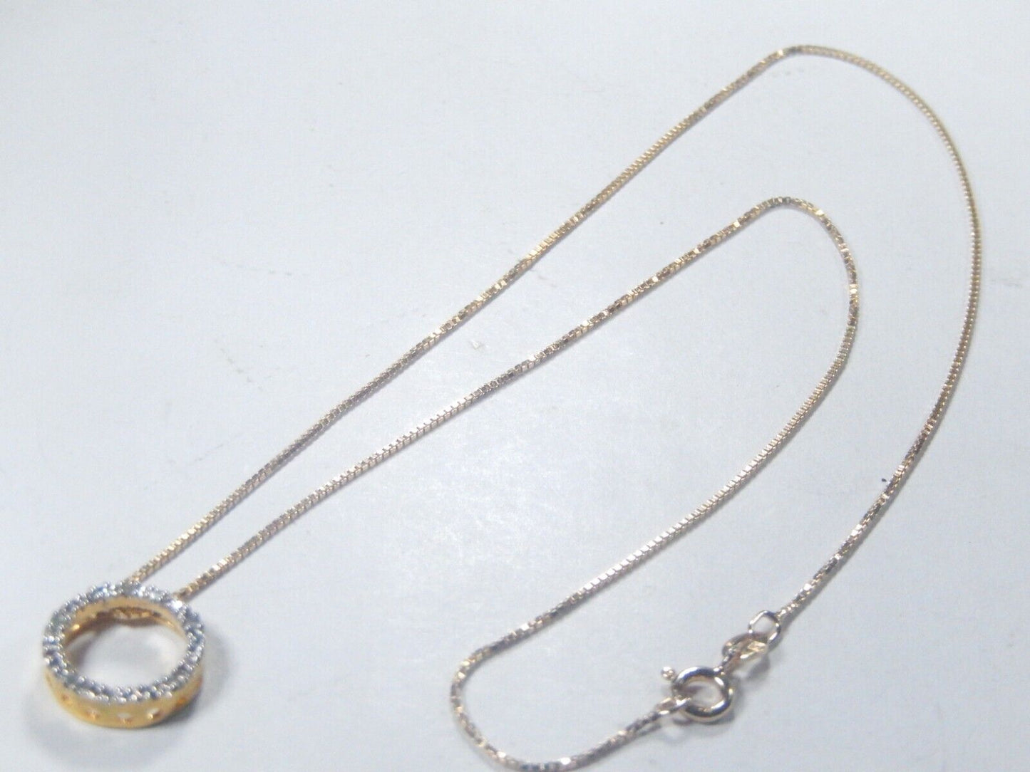 Vermeil Gold over Sterling Silver Diamond Circle Of Love pendant w/18"chain