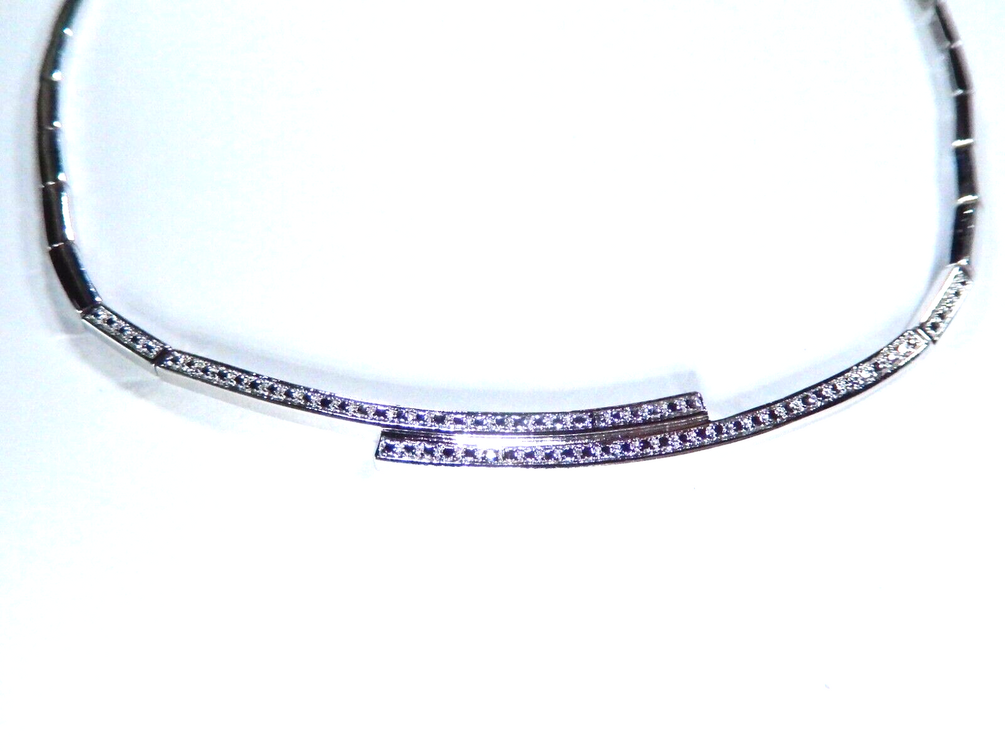 Ross Simons Ster Silver Rhodium Plated Diamond Accent Bar Link 17" Necklace
