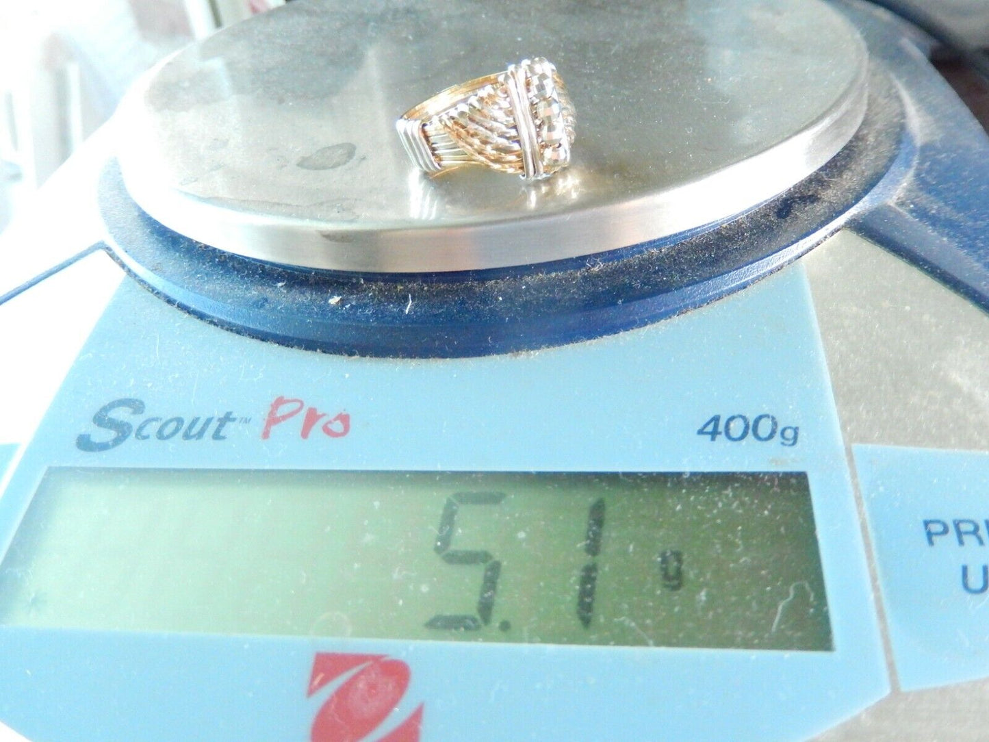 *VINTAGE* ARTISAN Sterling Silver & Gold Tone Wire Wrap Ring Size 6.5