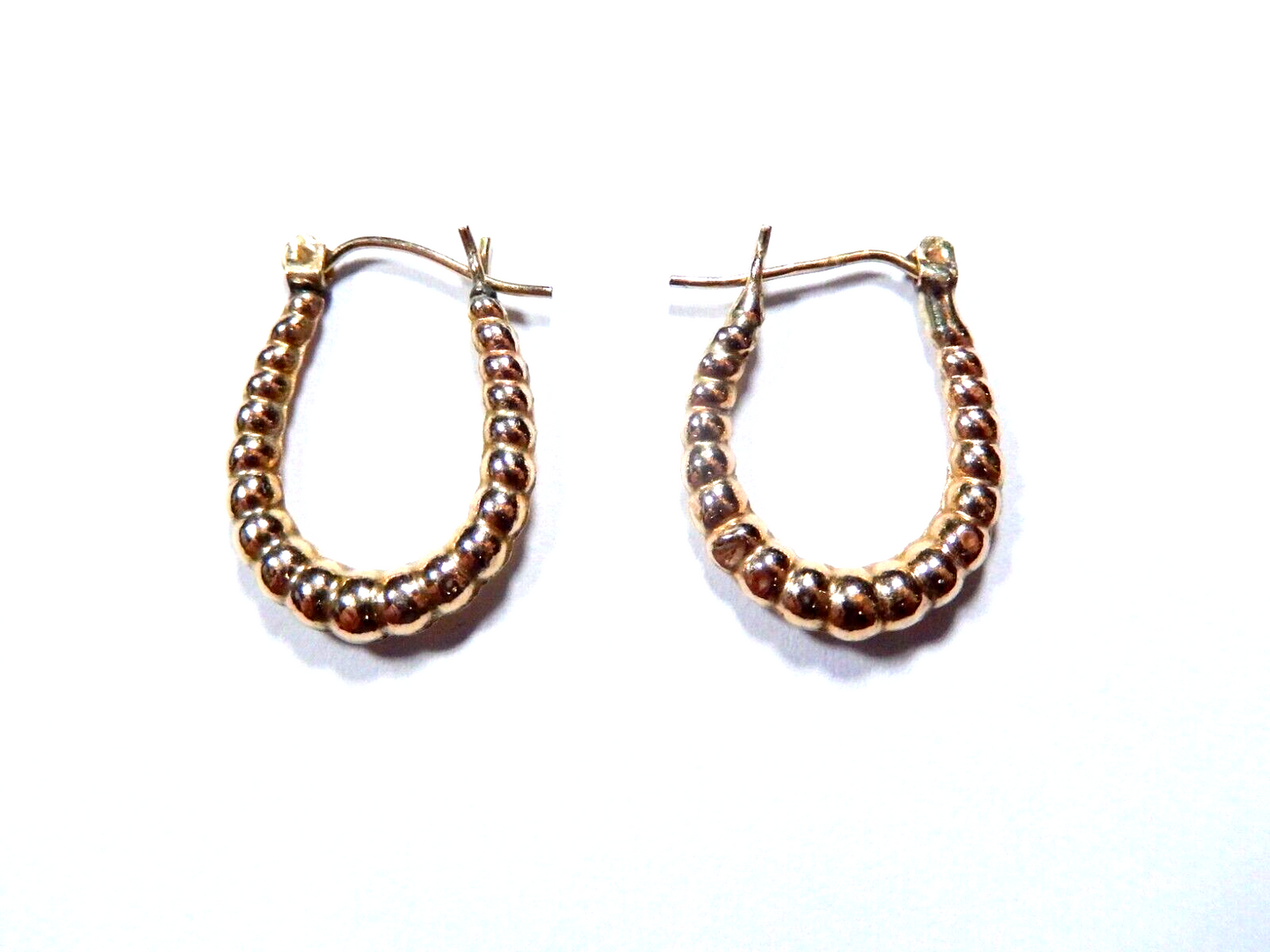 VINTAGE - 10K Yellow Gold Scalloped Hoop Earrings 3/4" x 5/8" - 1.3 grams