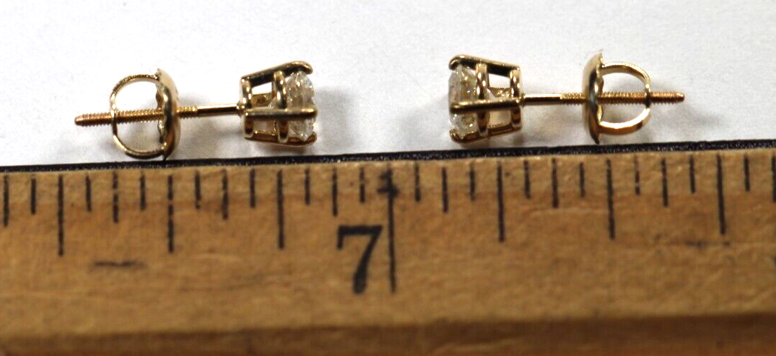 New!! 14KYellow Gold .61 CT TW Natural Diamond Screw Backs Stud Earrings