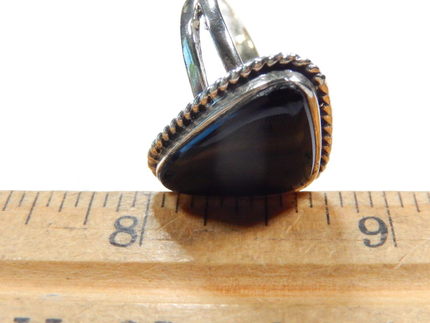 *VINTAGE*  Sterling Silver Southwest Black Onyx Ring  Sz 8.75