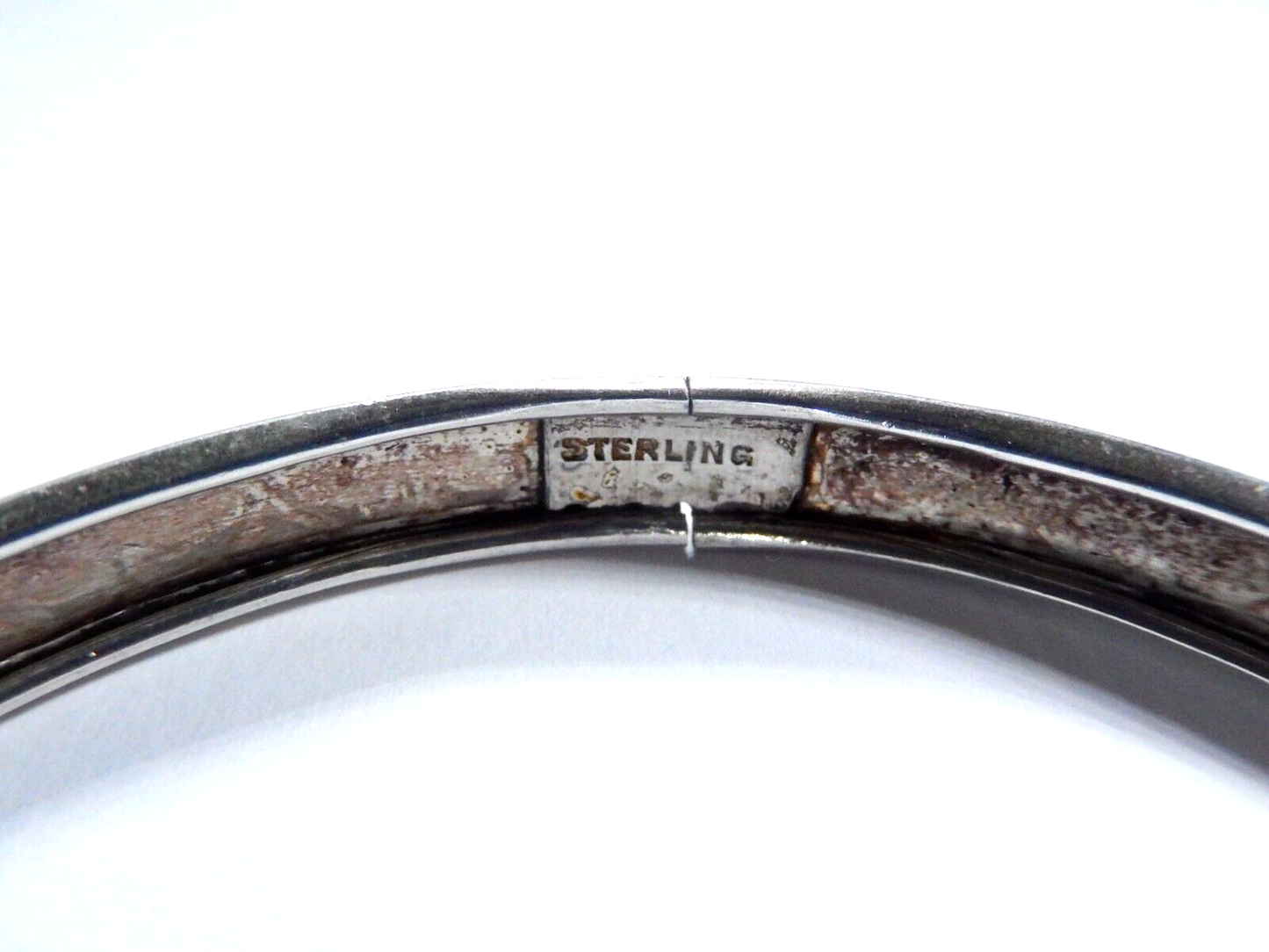 Vintage Sterling Silver Bangle Bracelet w/ Hearts Design