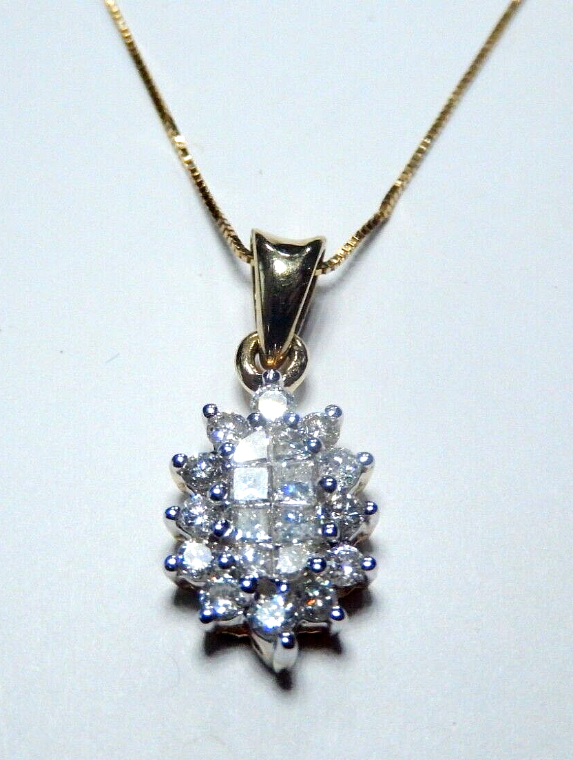 3/4ctw Natural Diamond 14k Yellow Gold Pendant With 18" 14K Chain