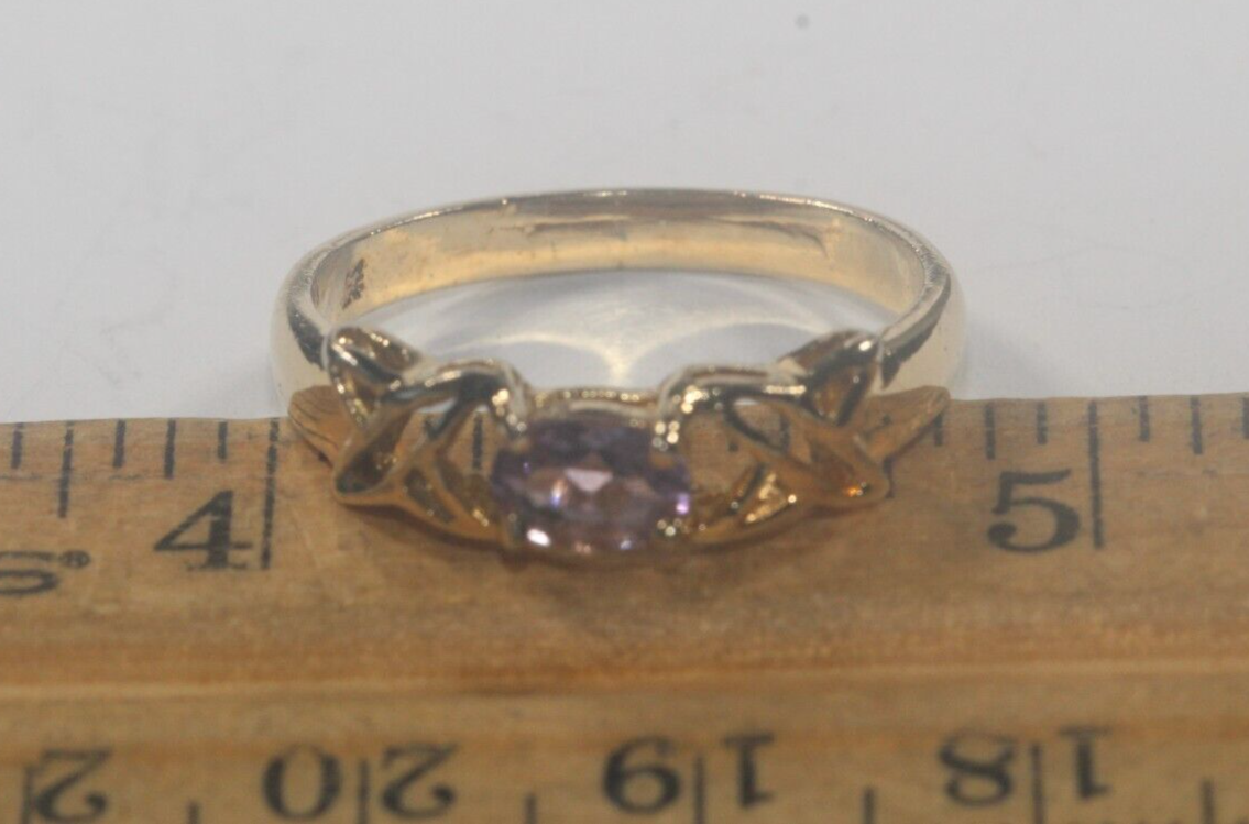 *VINTAGE*  LADIES GOLD VERMEIL STERLING AND AMETHYST RING SIZE 9