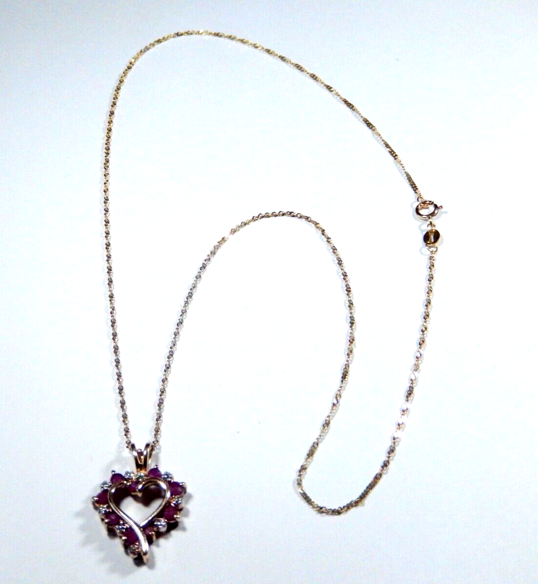 NEW Gold Vermeil 925 Rubies Diamond Heart Pendant w18 Vermeil Chain