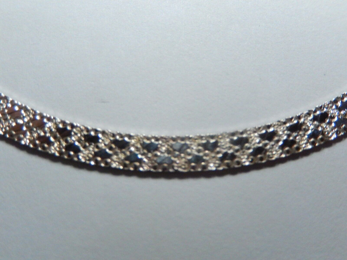 Italy 925 Sterling Silver Herringbone Flat Bracelet Diamond Pattern Reversible