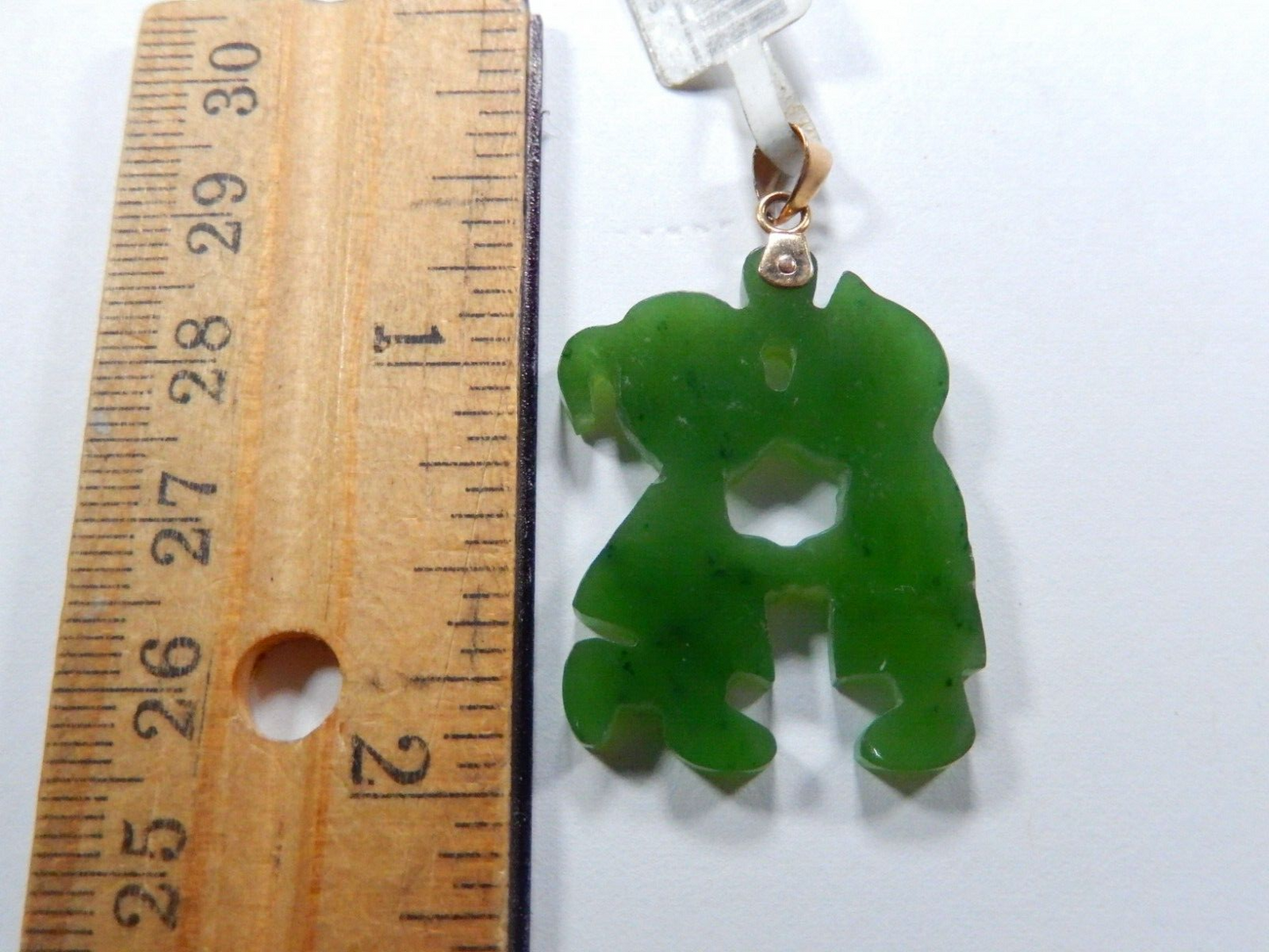 Rare 14k Gold Green Jadeite Jade Kissing Girl & Boy Pendent