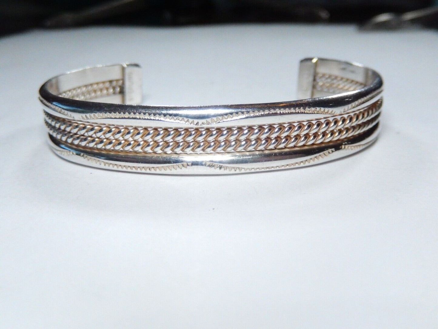 Native American Navajo Tahe Sterling Silver 11.0 mm Wide Cuff - 20.6 Grams