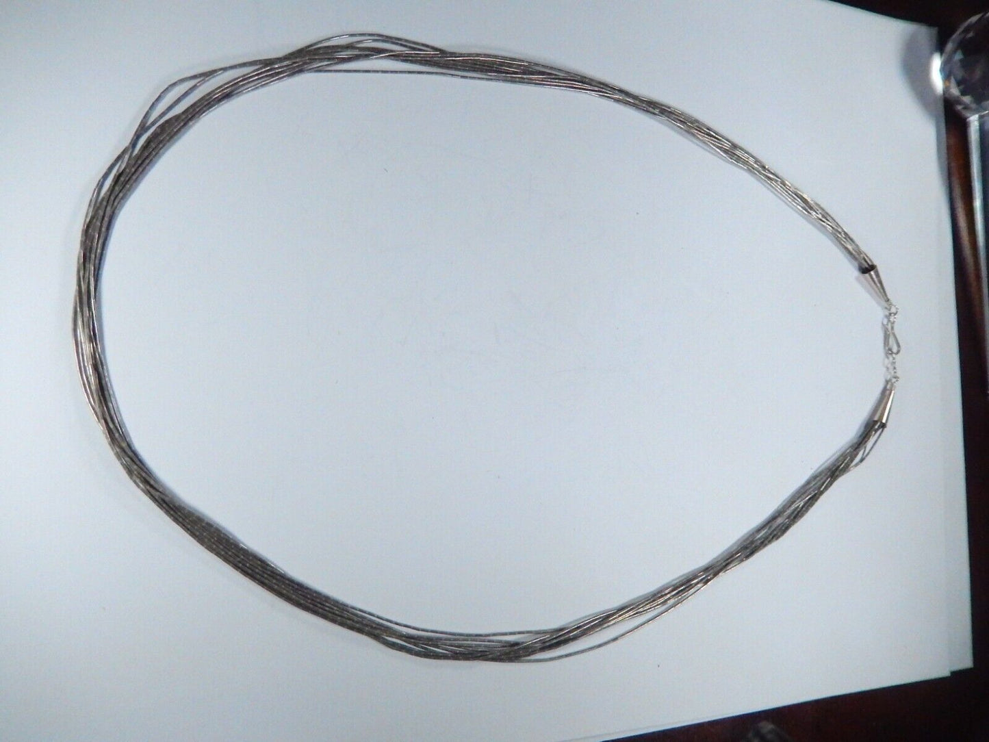 Native American Liquid Silver 10 Strand Layered Necklace 925 Sterling Silver 24"