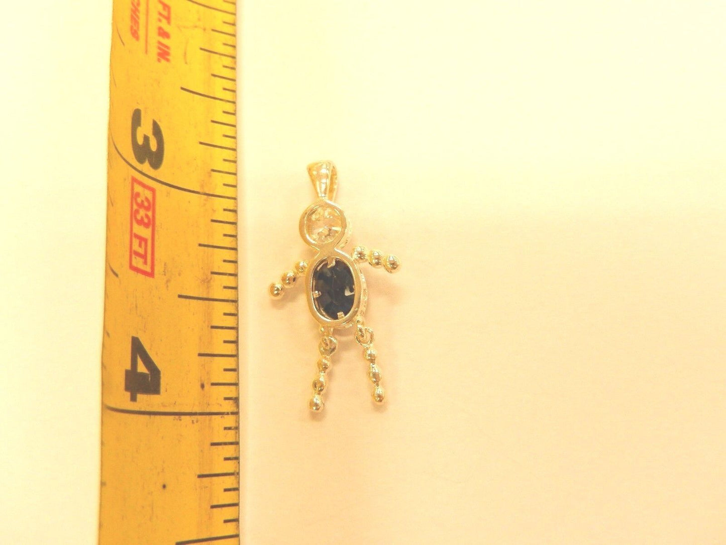 .925 Sterling Silver - SEPTEMBER BLUE STONE BOY BIRTHSTONE BABY CHARM/PENDANT