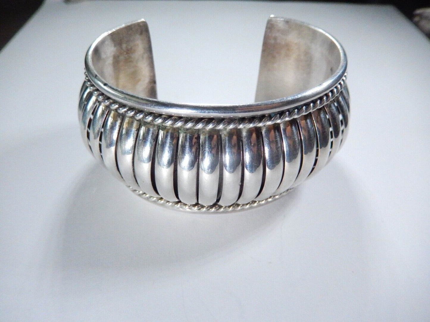 Vintage Native American Navajo PA Sterling Silver Cuff Bracelet Heavy 75grams