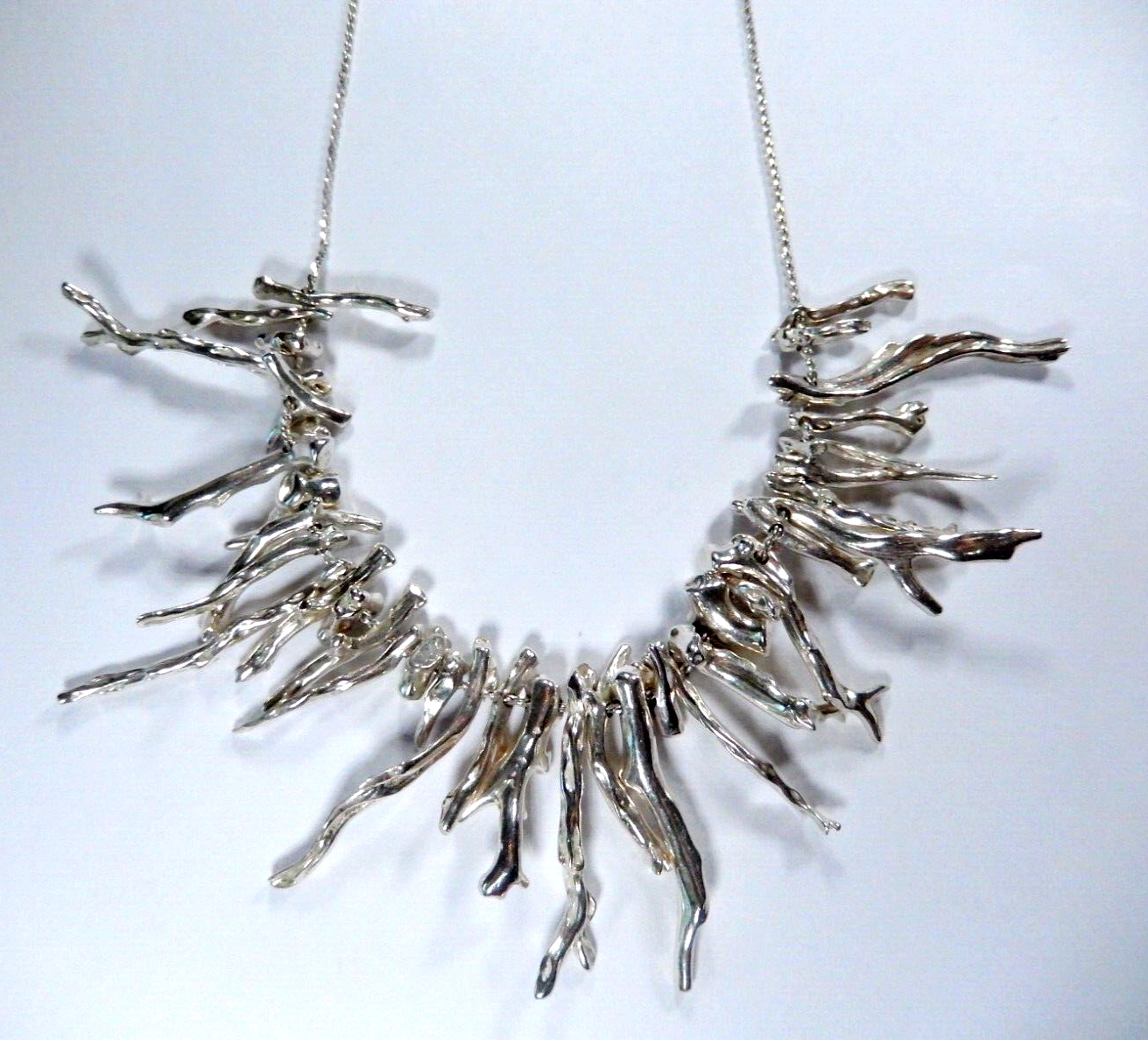 DESIGNER  Sterling Silver Tree Branch Woodland Nature Forest 15" Necklace - 47gm