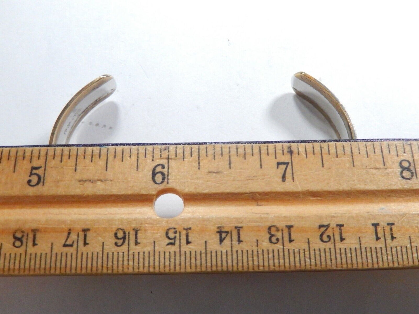 *VINTAGE*  MEXICO 925 Sterling Silver Brass Rim Cuff Bracelet 7/16" Wide - 14.8G