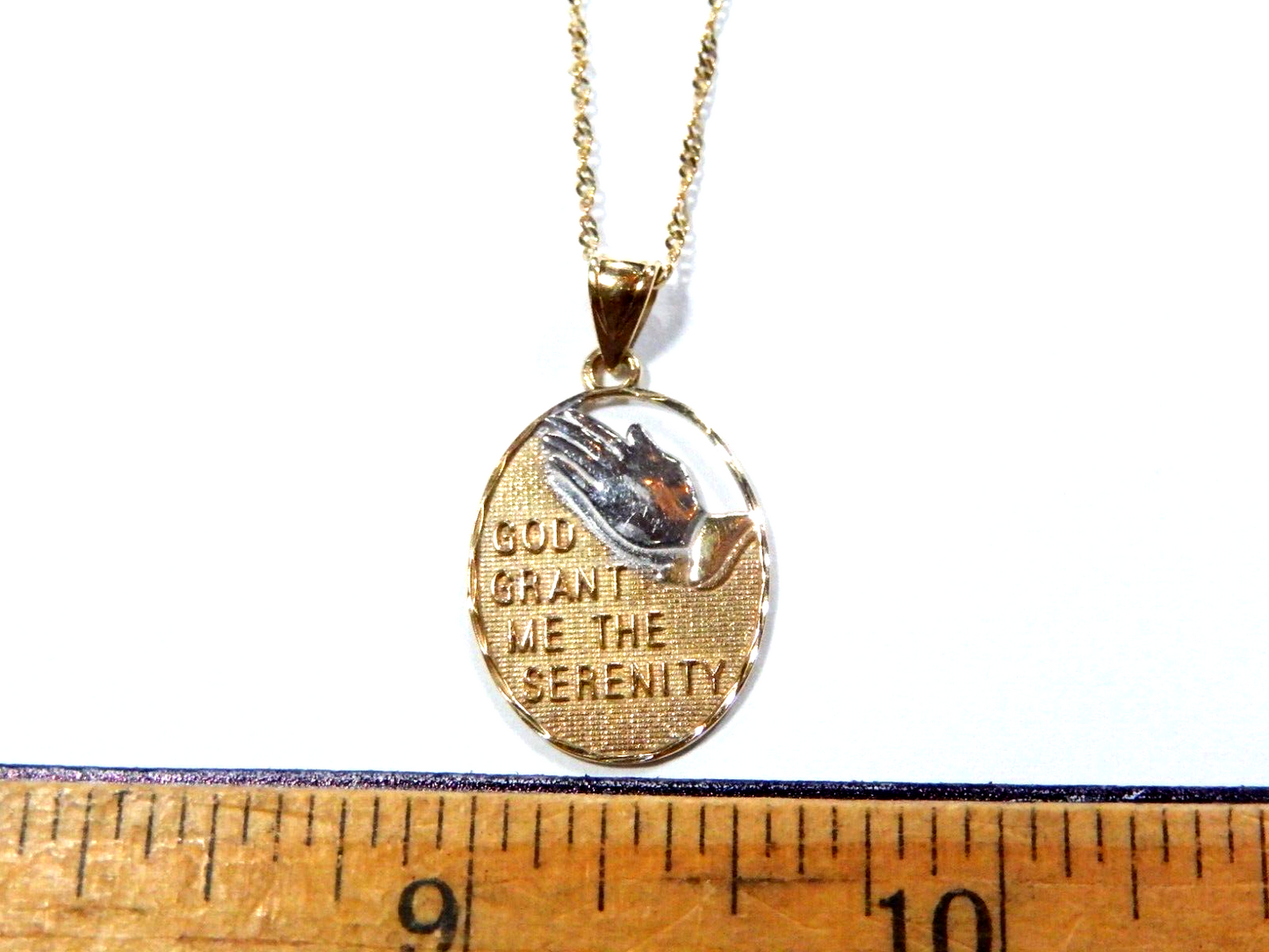 Gold Vermeil 925 God Grant Me the Serenity Prayer Pendant w18 Chain
