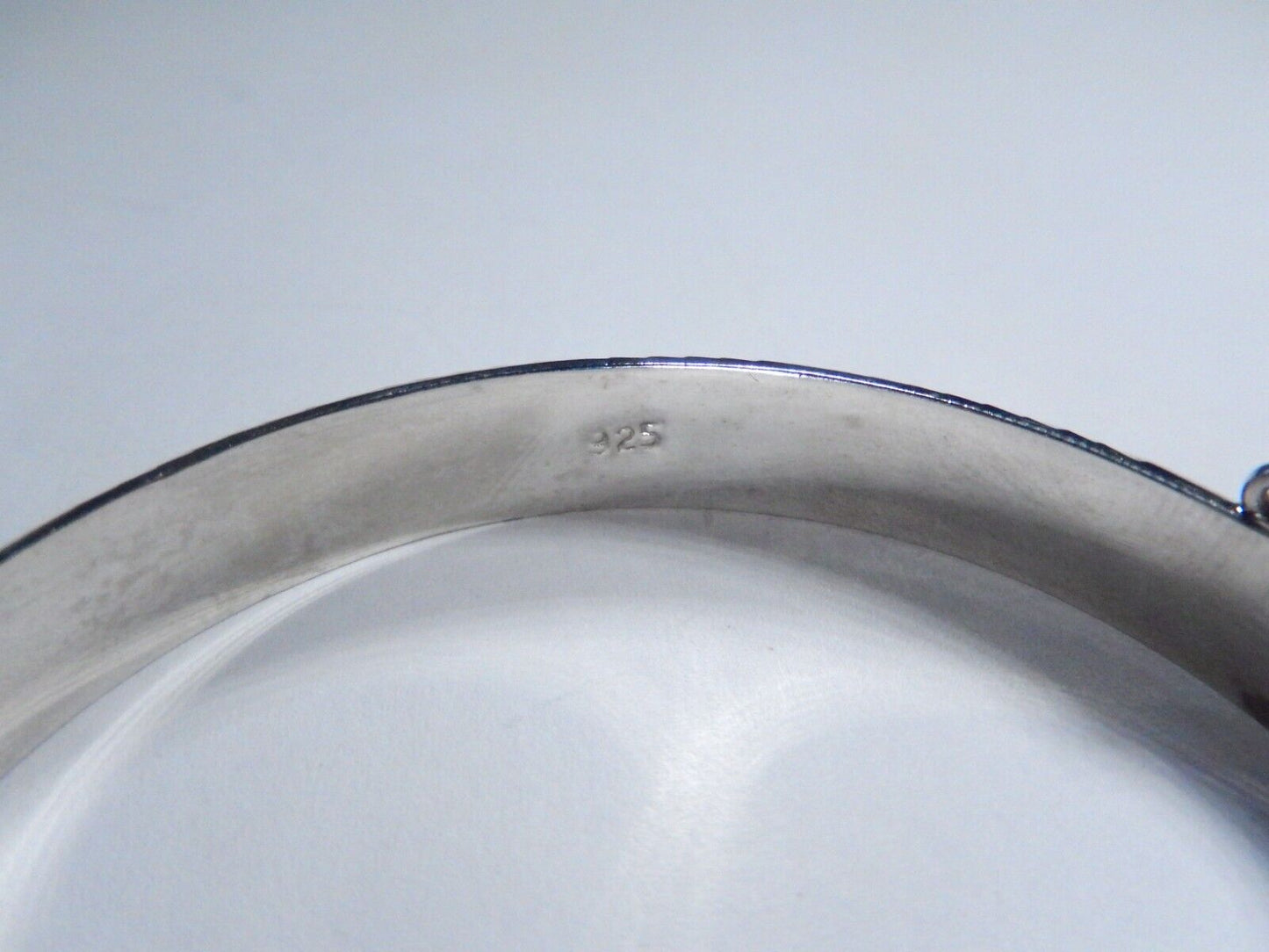 VINTAGE - Sterling Silver Hinged Bangle Bracelet with Clasp & Chain ~ 11.8 grams