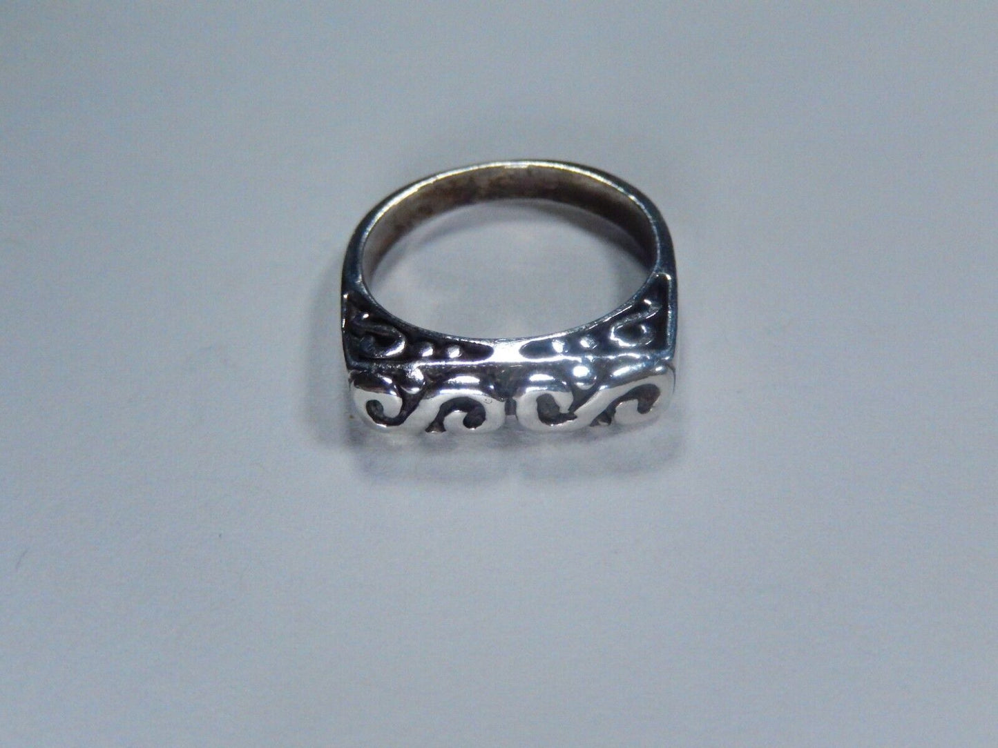 *VINTAGE* Sterling Silver 3.75mm Filigree Flat Top Band Ring 925 Sz: 6.5