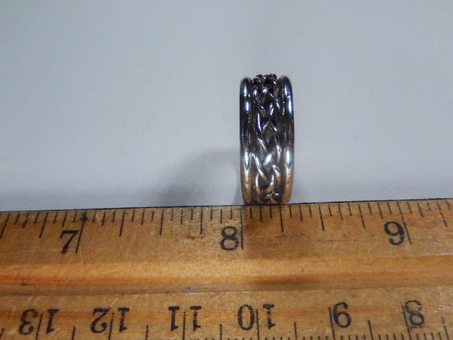 Vintage Mexico 925 Sterling Silver 8mm Braided Rope Wire Size 6.75  Band Ring