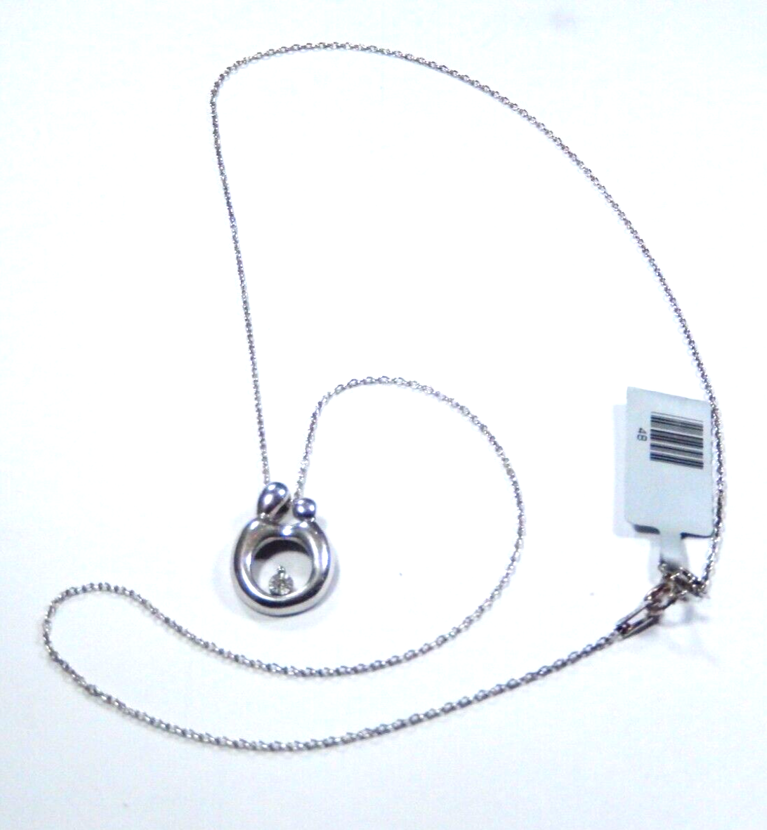 LOVELY STERLING SILVER & DIAMOND MOTHER & CHILD PENDANT w/18" Sterling Chain