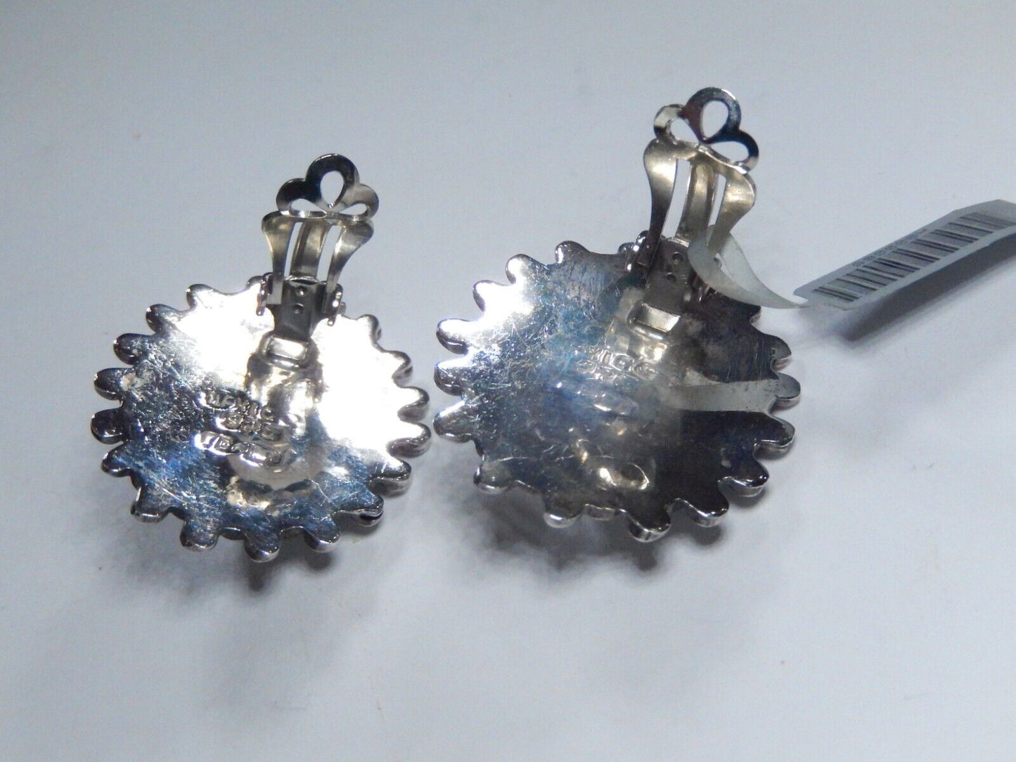 TAXCO 925 Sterling Silver Mexico Faux Pearl Clip On Earrings