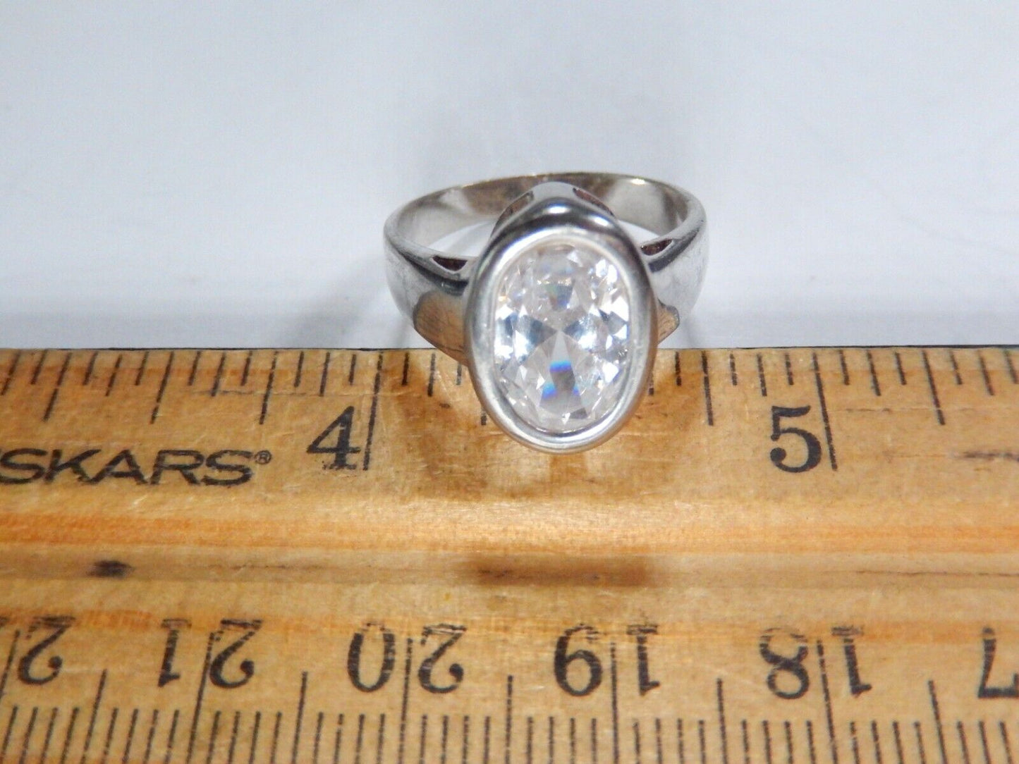 925 STERLING SILVER 3.00 CARAT BEZEL SET OVAL CZ SOLITAIRE BAND RING SIZE 6.5