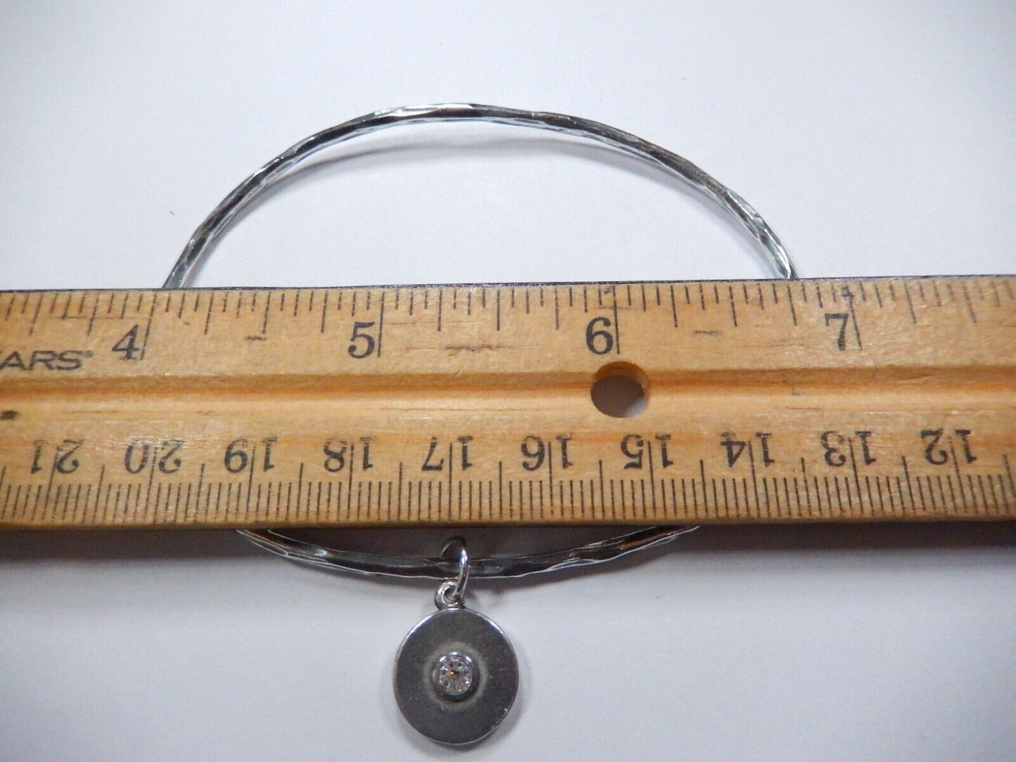 Vintage N&L Sterling Silver Bangle Bracelet with Round CZ Sliding Charm