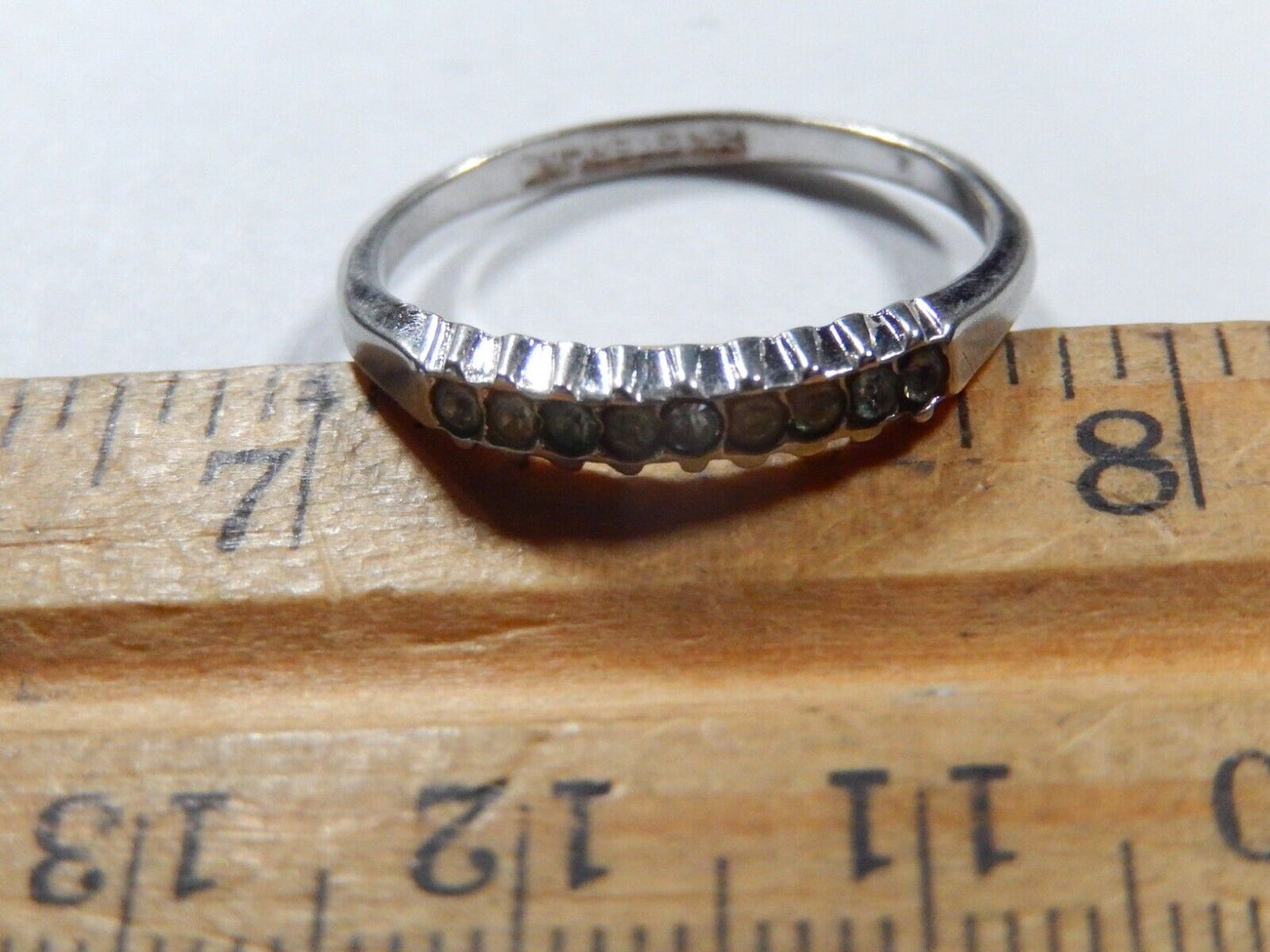 *VINTAGE*  Old  Sterling Silver  with Stamp Cz 3.5 mm Wide Wedding Band Sz 9