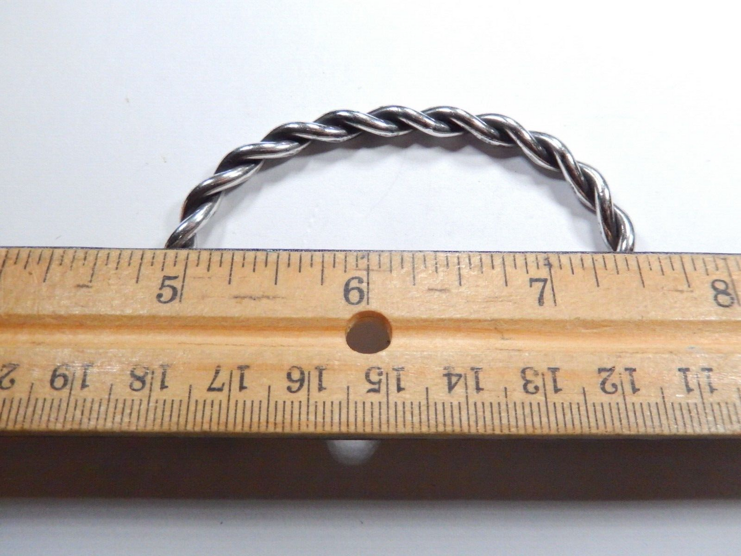Vintage Sterling Silver 925 Twisted Wire Heavy 2-1/2" Inside Diam.