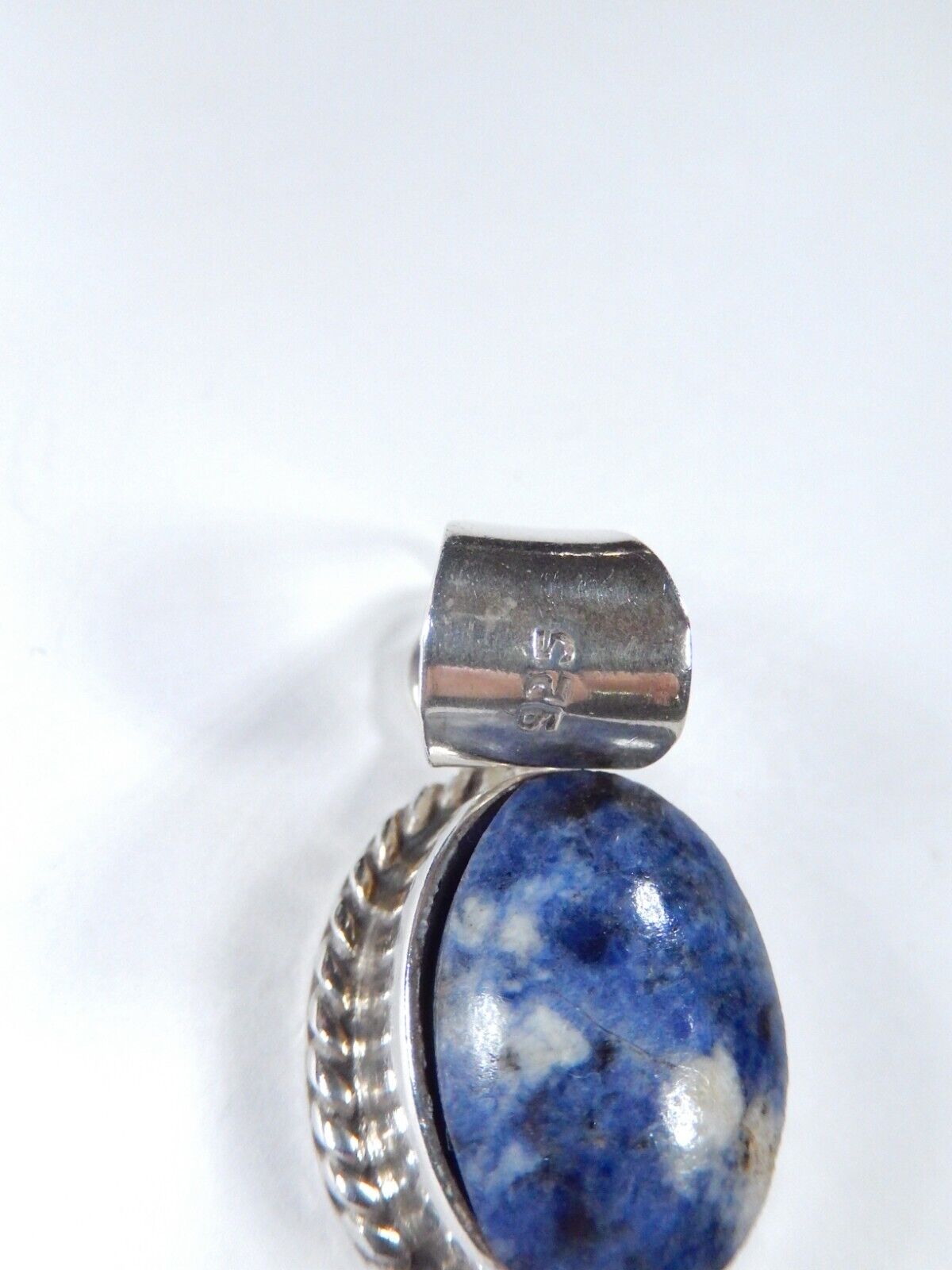 VINTAGE - Large Sterling Silver Lapis Pendant with Large Bale