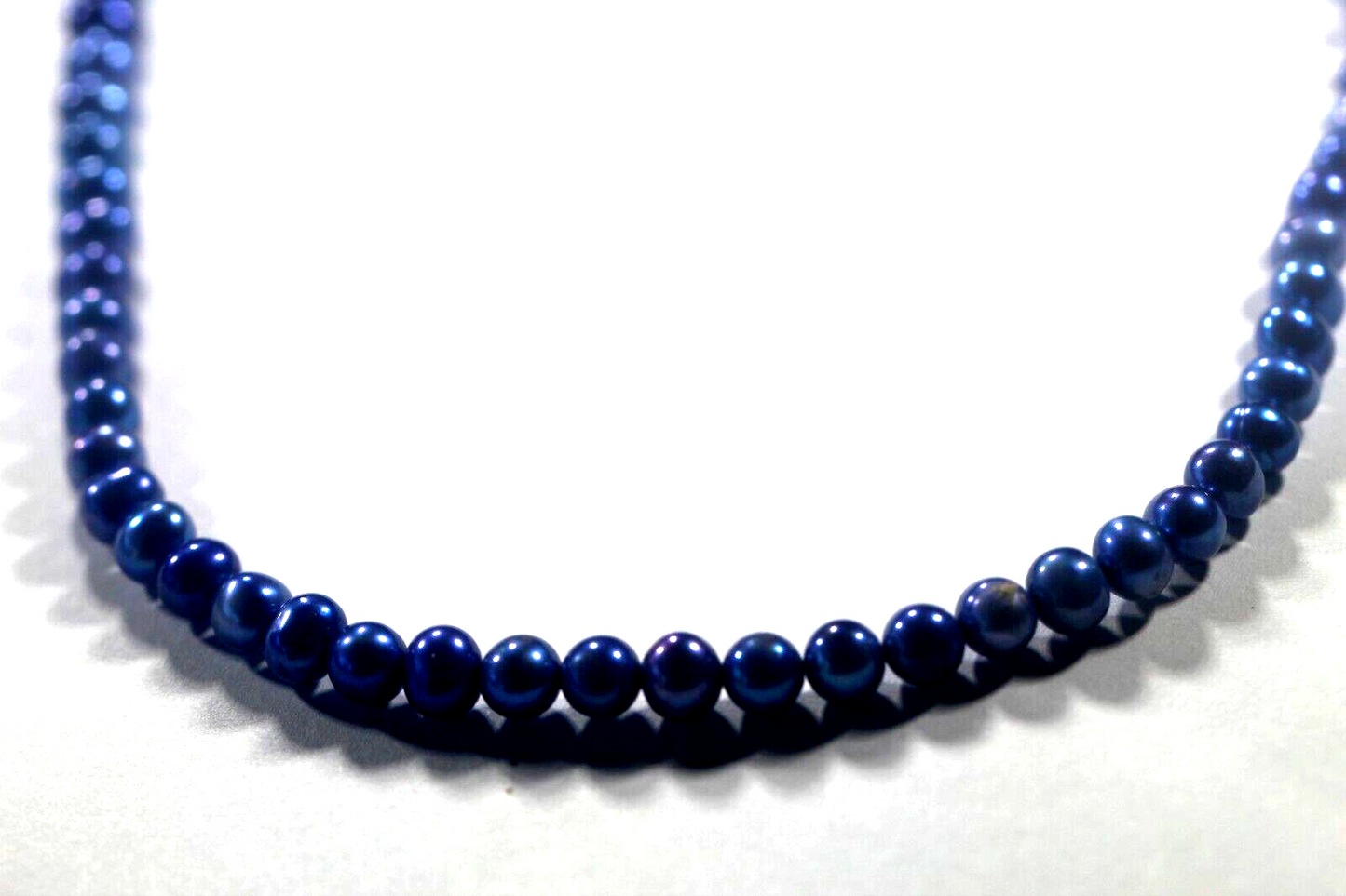 *NWT* 6 mm Blue Freshwater Cultured Pearl Necklace Dyed w/ Sterling Silver Clasp