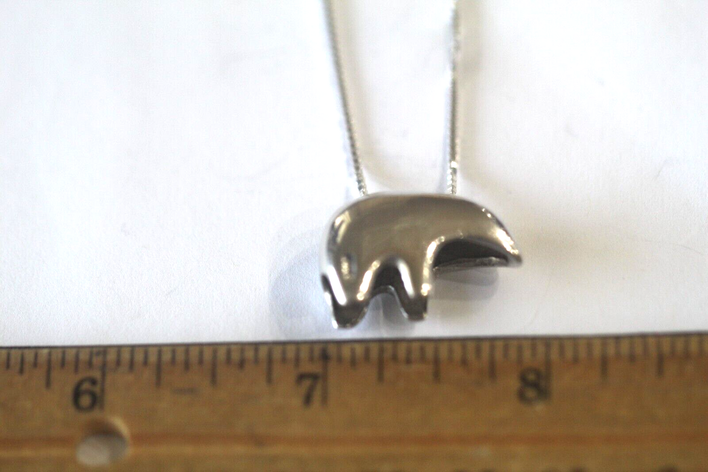 *VINTAGE* Sterling Silver Southwestern 3D Bear Pendant w/18" Box Chain Necklace