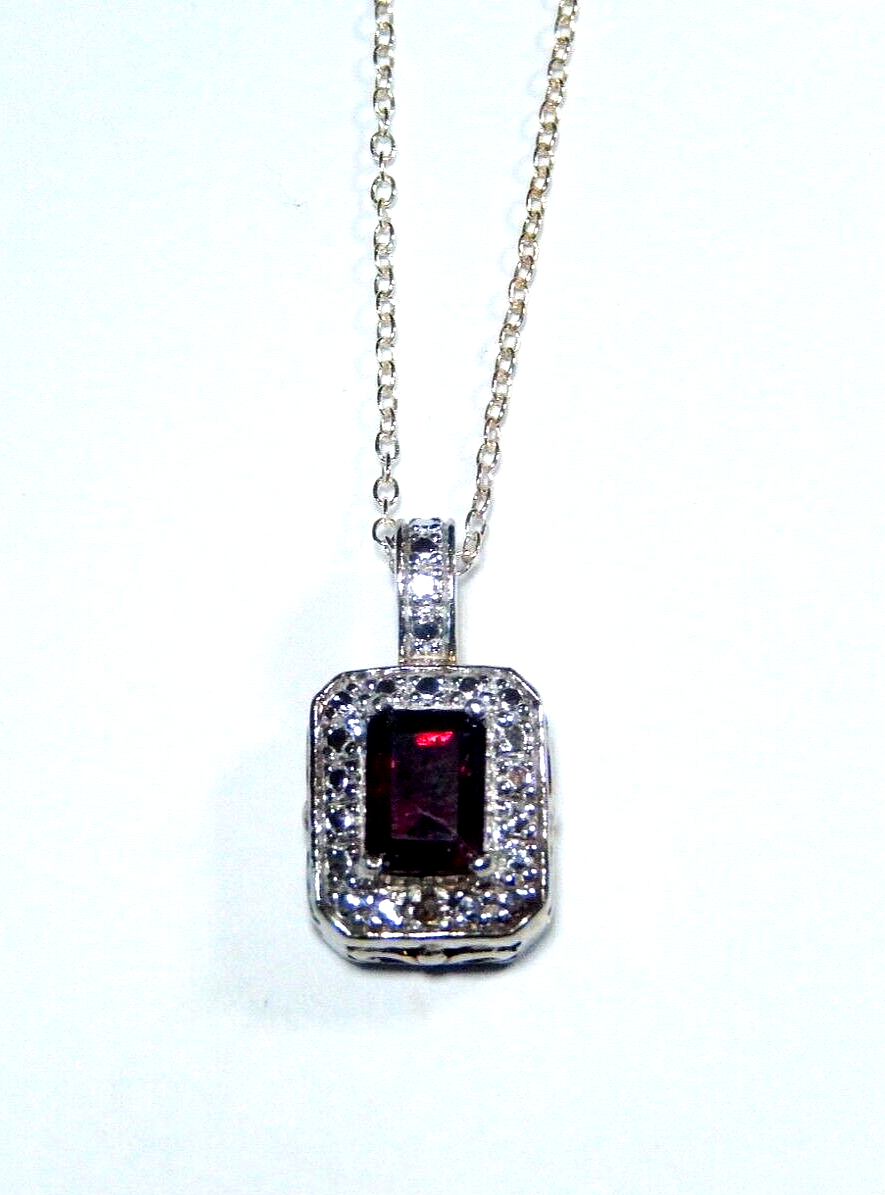 VINTAGE  Gold Vermeil Sterling Silver Amethyst  Diamond Pendant w18 Chain