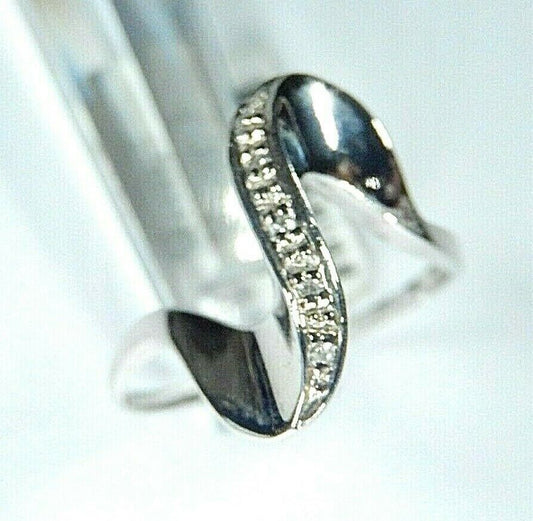 14K White Gold Elegant High Fashion  Natural Diamond Cocktail Ring Size 8.75