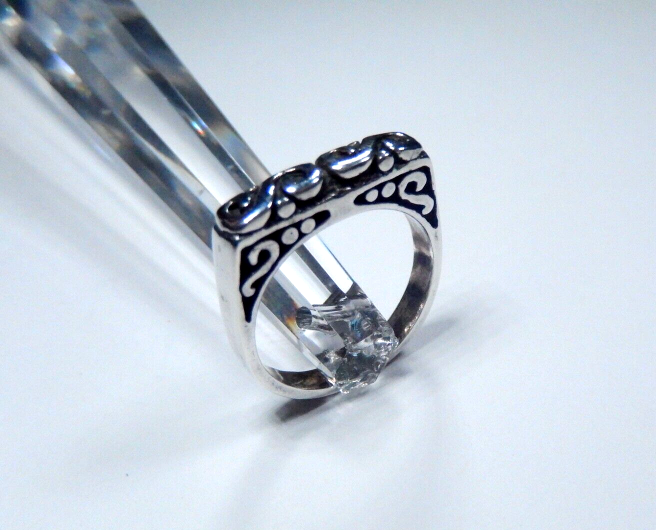 *VINTAGE* Sterling Silver 3.75mm Filigree Flat Top Band Ring 925 Sz: 6.5