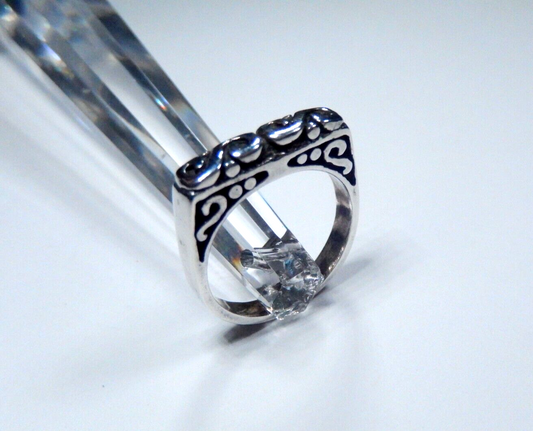 *VINTAGE* Sterling Silver 3.75mm Filigree Flat Top Band Ring 925 Sz: 6.5