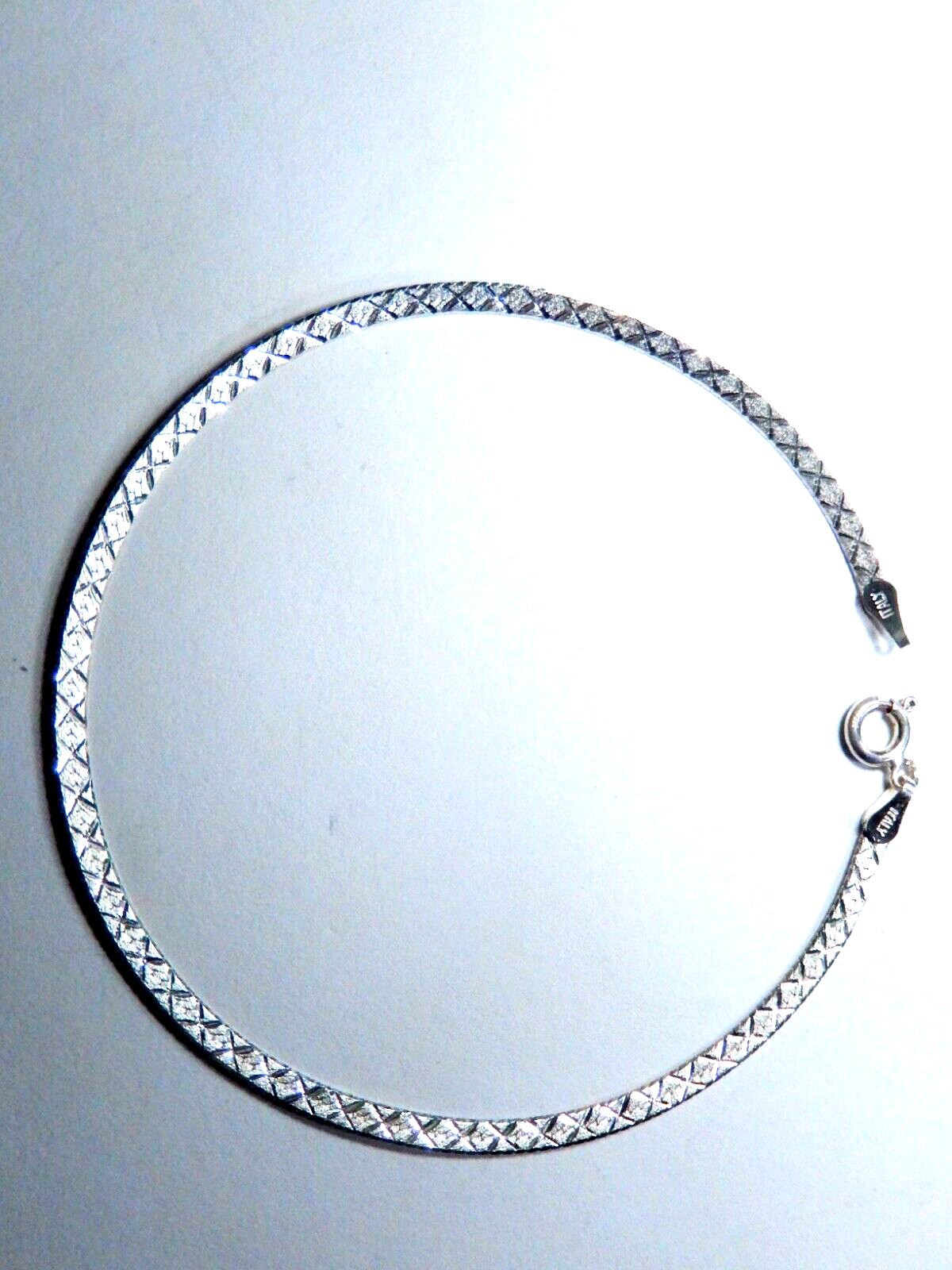 Milor Italy 925 Sterling Silver 2.6mm Wide Herringbone Diamond Cut 8" Bracelet