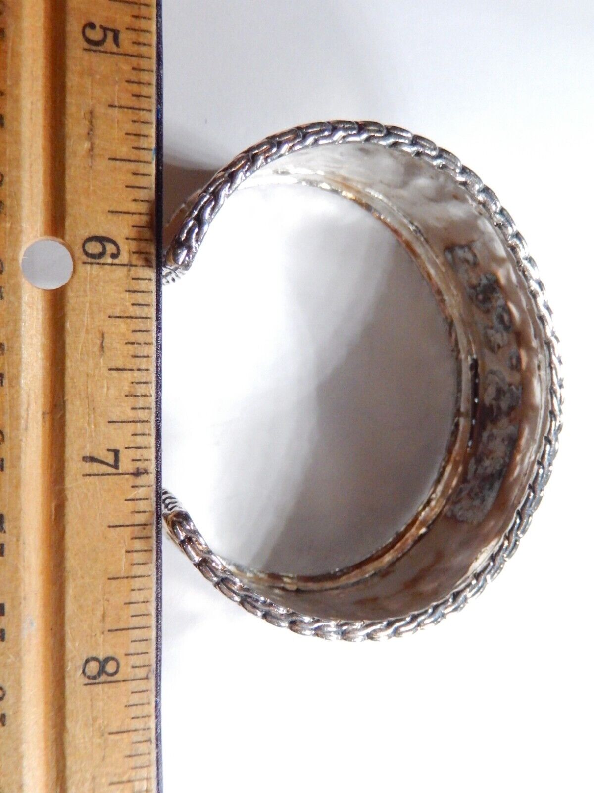 *VINTAGE*  Sterling Silver & Gold Vermeil Wide Cuff Hammered Cuff Bracelet