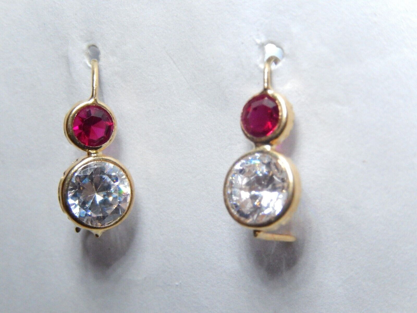 Gorgeous 14k Yellow Gold Round Cut Sparkling  CZ French Wire Hook Earrings