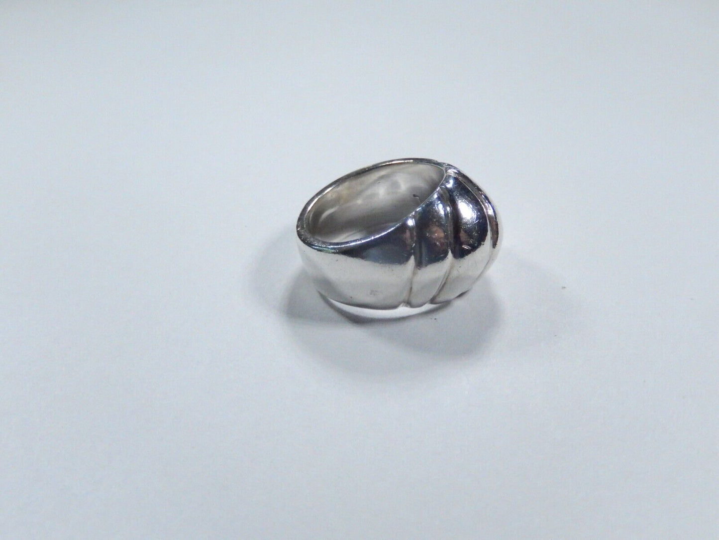 *VINTAGE* HEAVY Taxco Mexico Sterling Silver Modernist Ribbed Dome Ring Sz 6.75