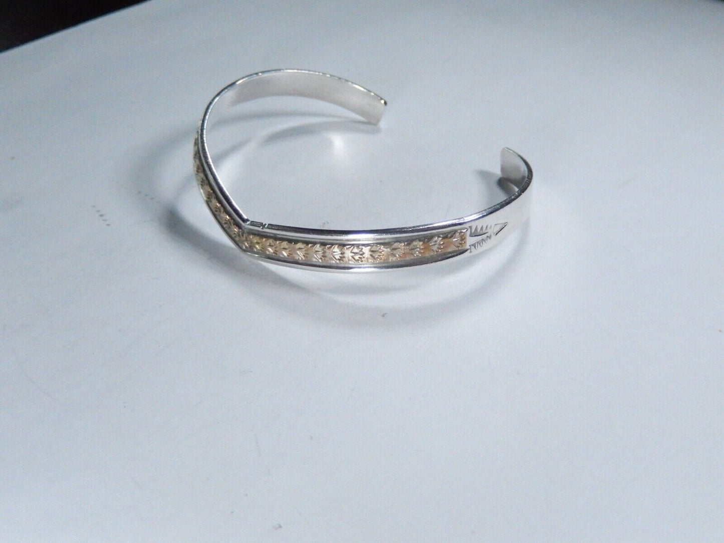 *VINTAGE*  Sterling Silver and 12k GF Cuff "V" Style Bracelet  7"