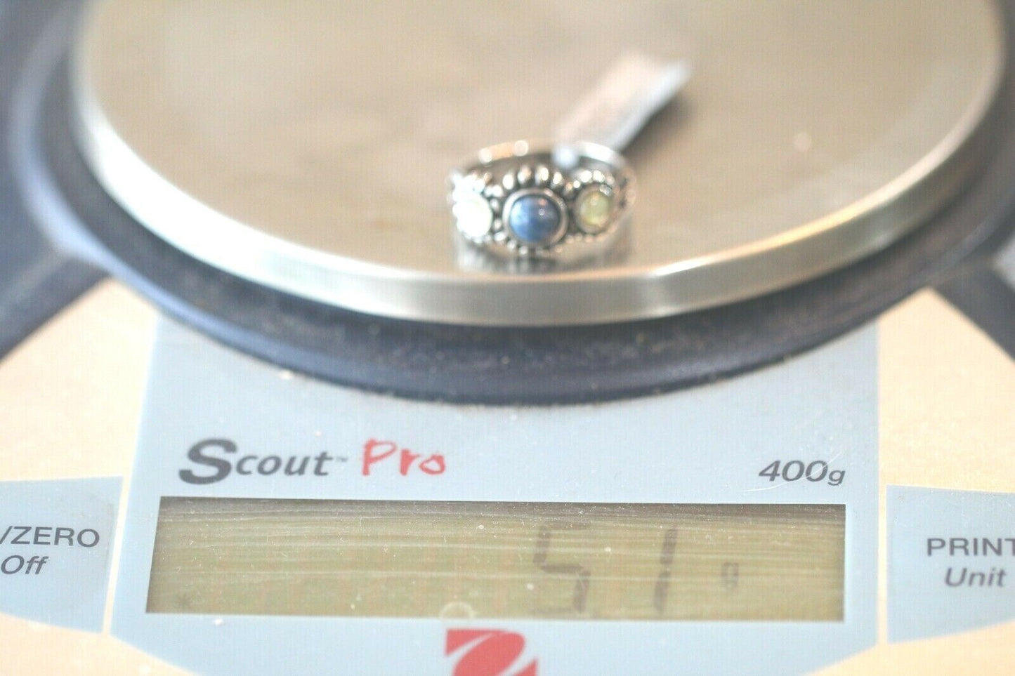 *VINTAGE*  925 STERLING SILVER LAPIS LAZULI & CITRINE BAND RING SIZE 8.75