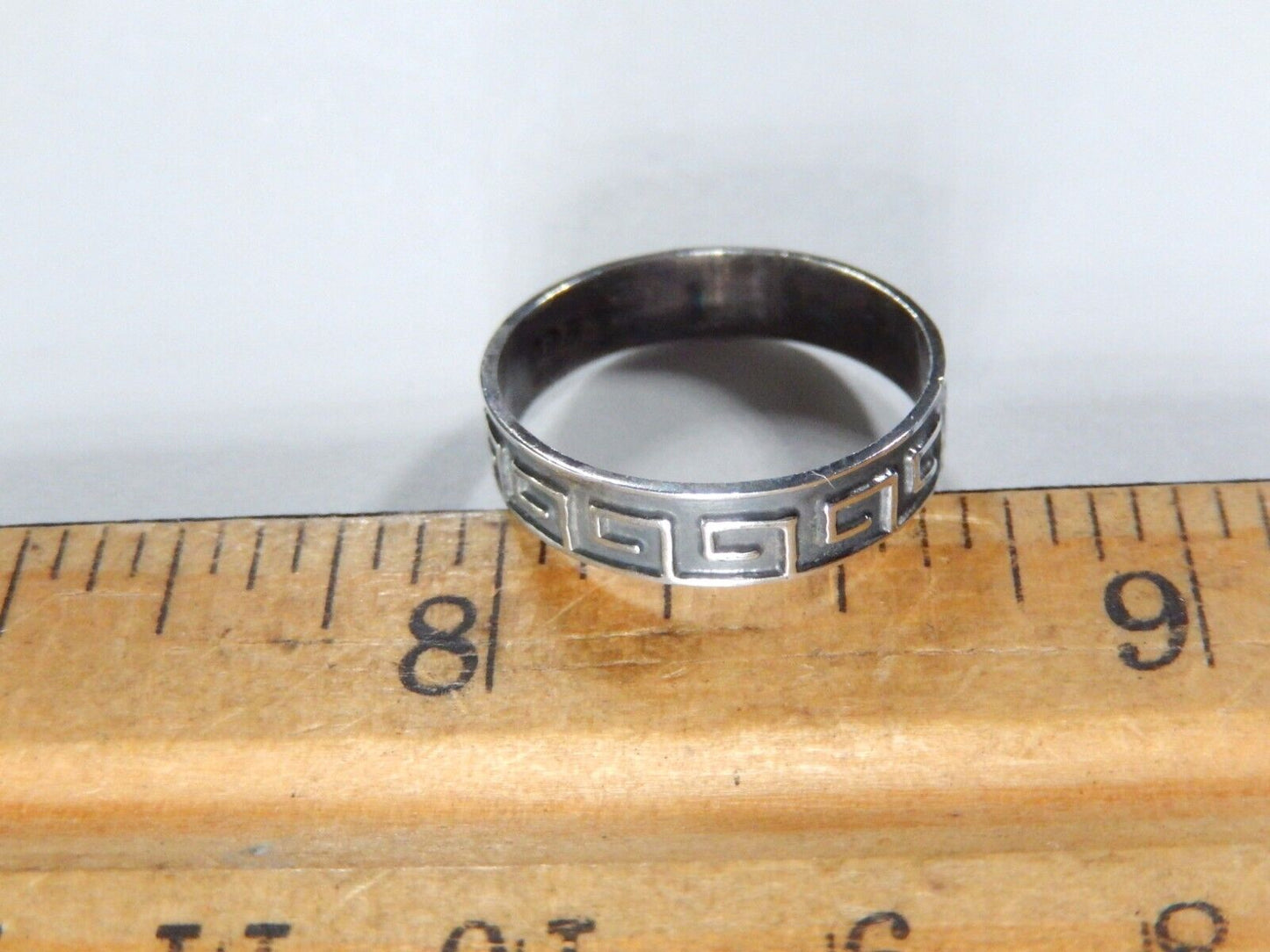 Sterling Silver Geometric 4.25 mm Wide Tribal Band Ring 925 Sz 6.25