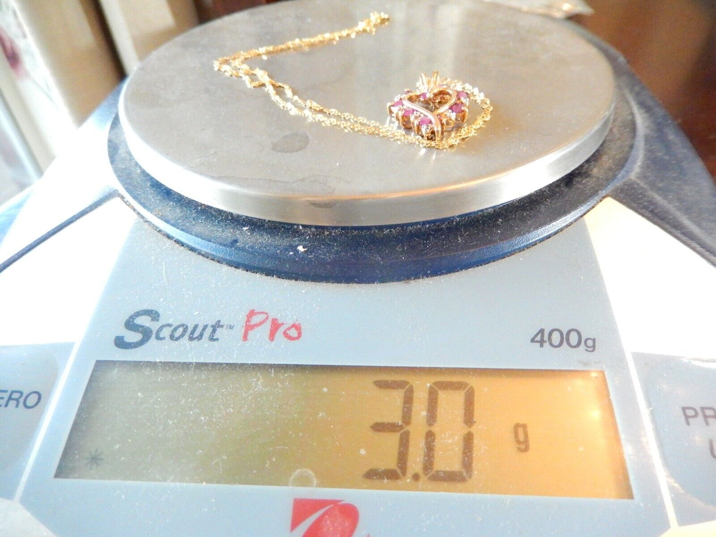 NEW Gold Vermeil 925 Rubies Diamond Heart Pendant w18 Vermeil Chain