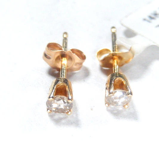 14k Yellow Gold  .20ct Natural Diamond Ear Studs