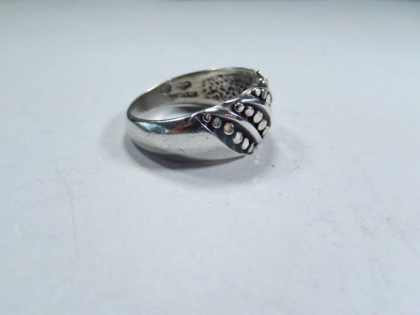 *VINTAGE*  Sterling Silver 925 Cast Ball Dot Dome 9mm Wide Band Ring Size 7.25