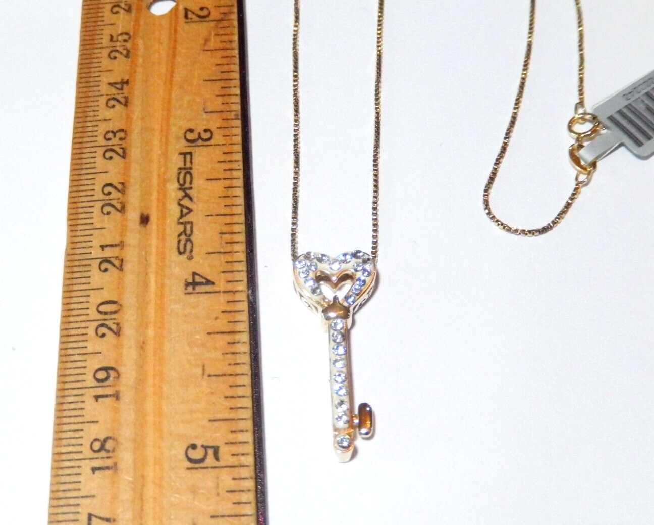 Key Heart Cubic Zirconia Gold Vermeil Sterling 925 Pendant W 18 Vermeil Chain