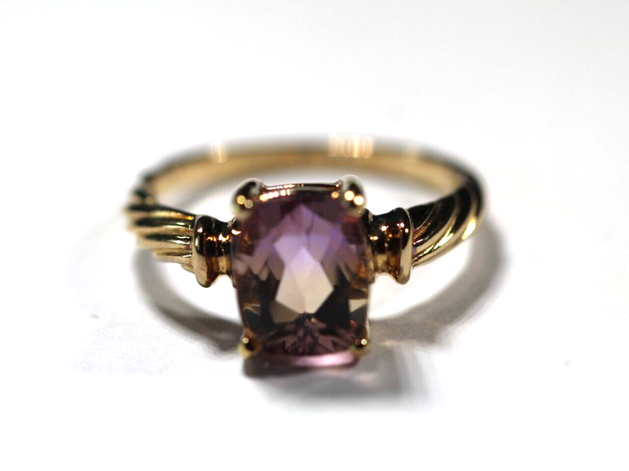 *VINTAGE* Gold Vermeil Sterling 3.0 CT Emerald Cut Ametrine Ring Sz 9.75