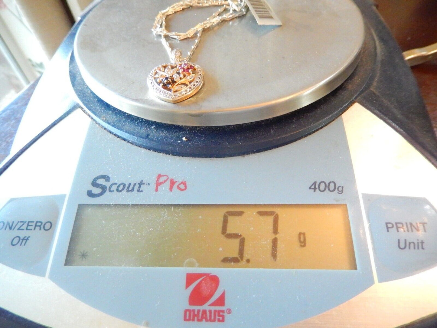 Ross Simons Gold Vermeil Rubies  Sapphires  Diamond Heart Pendant w 18 Chain